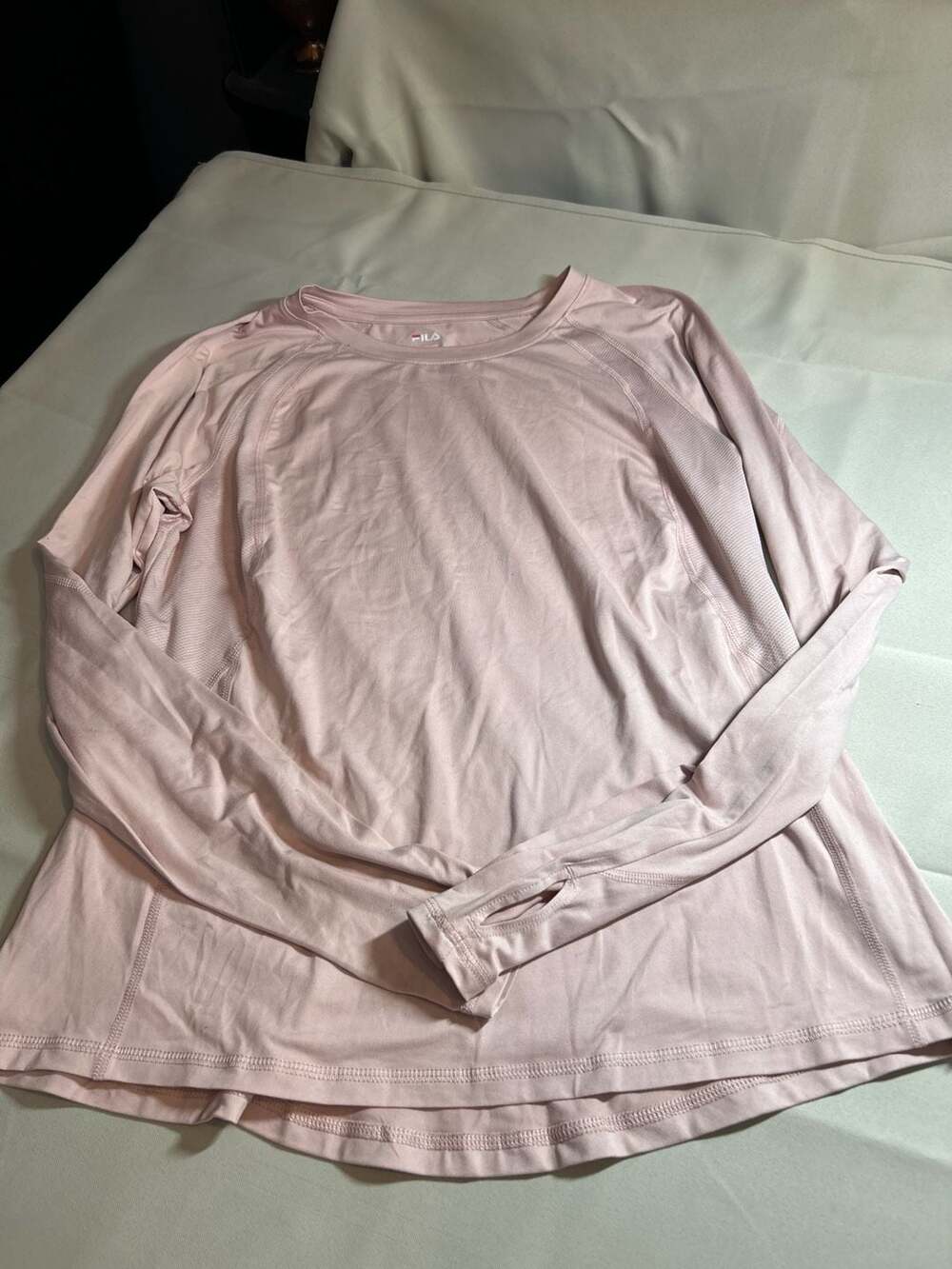 Fila Sport Women's Pink Long Sleeve Athletic Top with Thumbholes Size L